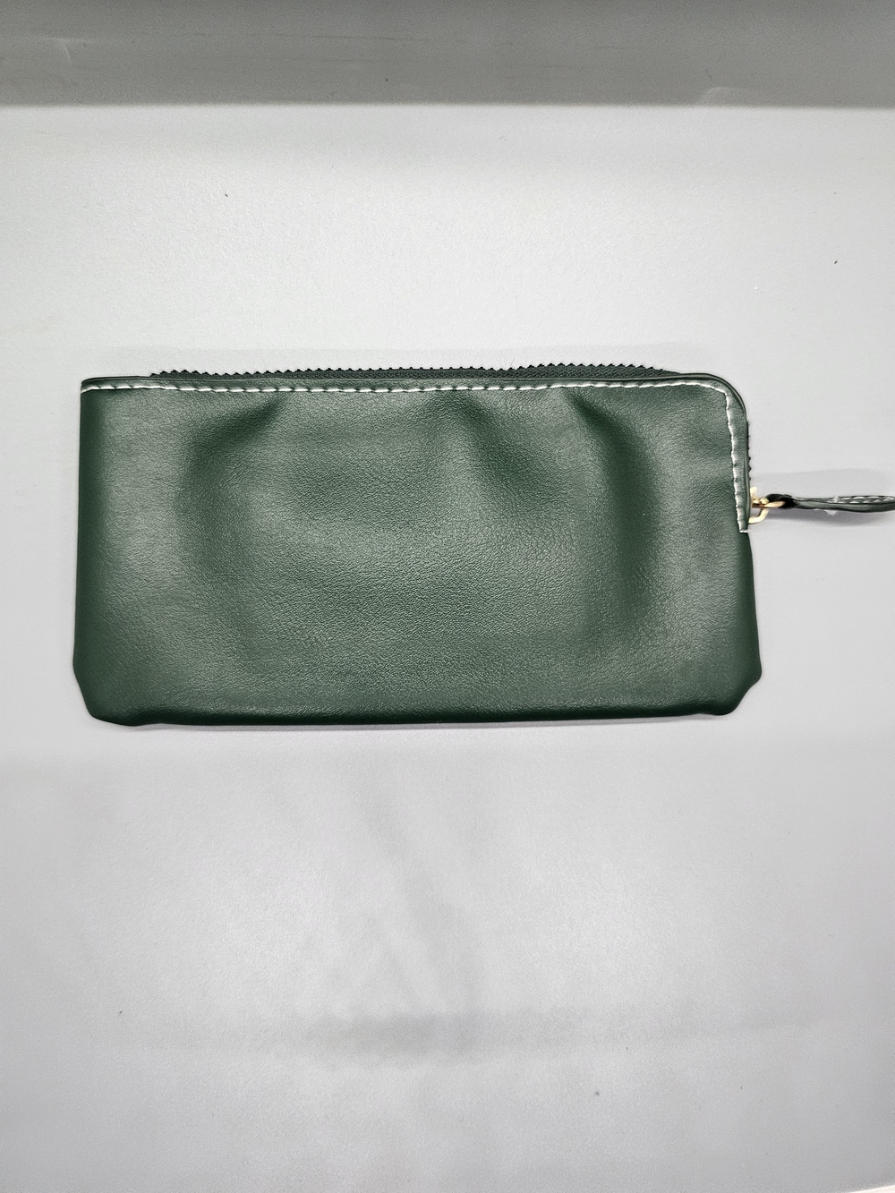 Green Zip Wallet Wristlet - Minimal Women's Clutch